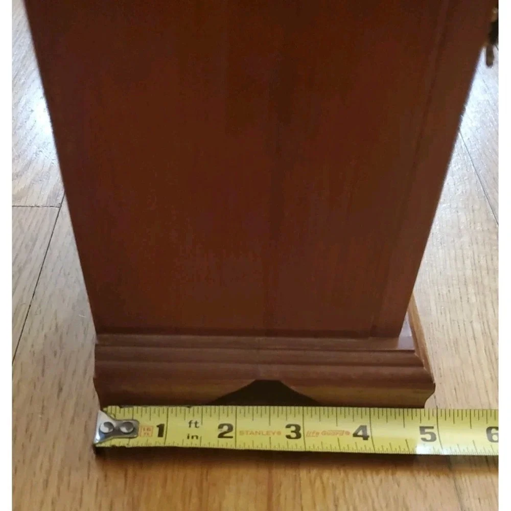 Vintage Standing Wood Jewelry Box with Mirror‎ & Turquoise Blue Interior